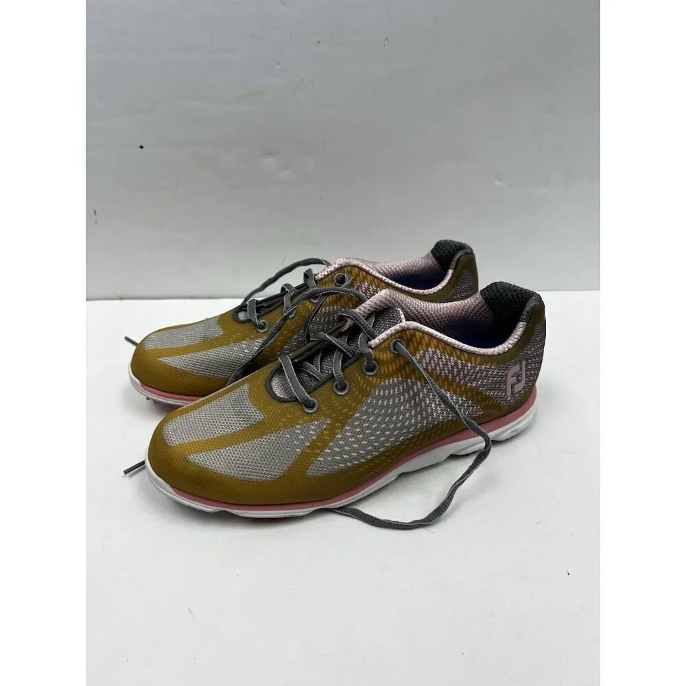 FootJoy Women's FJ 98000 EmPower Pink/Grey/Gold Spikeless Golf Shoes Sz 8 M